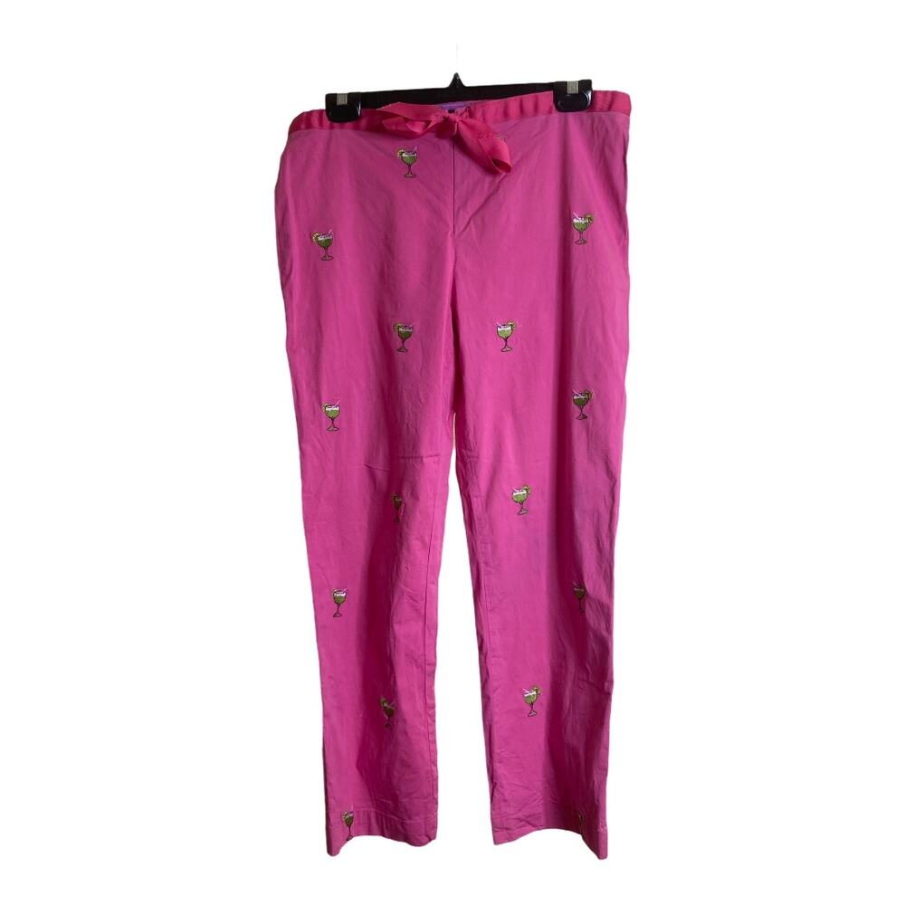 Lilypod Pink Ankle Pants 10 Cotton Blend Embroidered Cocktails Summer Festive